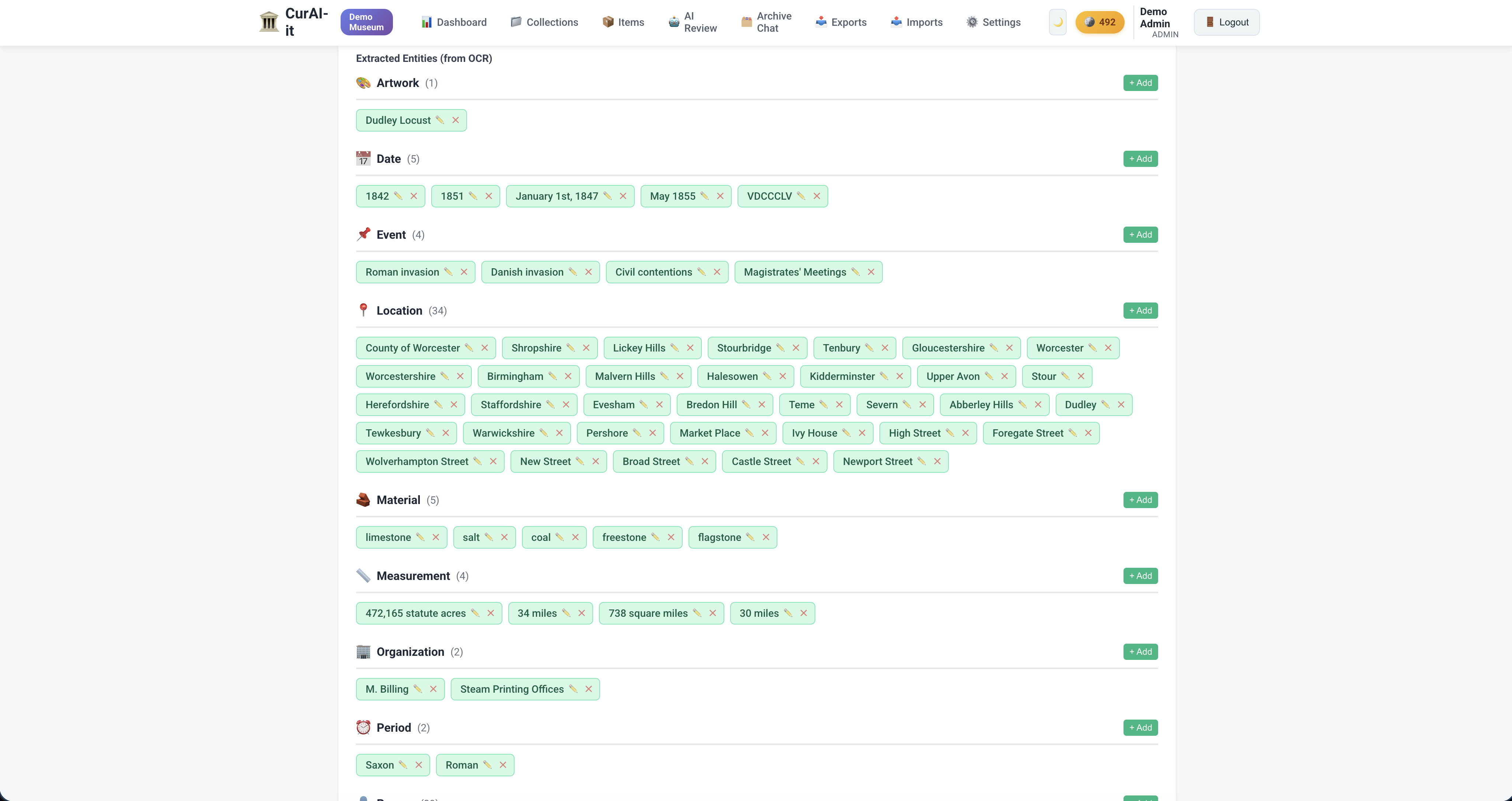 OCR document extraction with captured entities and recognised text