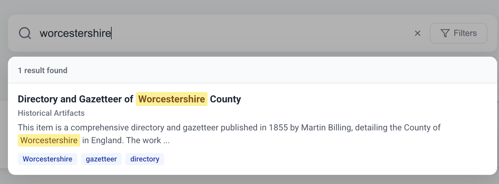 Quick search interface for archived records